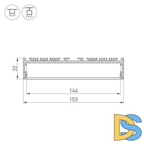 Алюминиевый профиль Arlight ARH-Power-W150-2000 Anod 036368