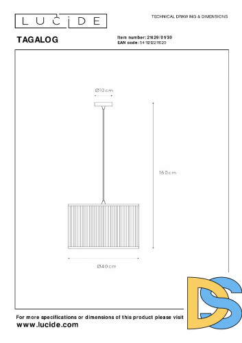 Подвесной светильник Lucide Tagalog 21429/01/30