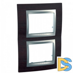 Рамка 2-ая (двойная) вертикальная, Дерево Венге/Алюминий, серия UNICA TOP/CLASS, Schneider Electric