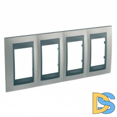 Рамка 4-ая (четверная), Никель/Графит (металл), серия UNICA TOP/CLASS, Schneider Electric