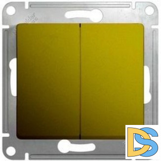 Выключатель 2-клавишный, Фисташковый, серия Glossa, Schneider Electric