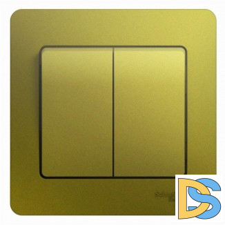 Выключатель 2-клавишный, Фисташковый, серия Glossa, Schneider Electric