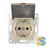 Розетка с заземлением, шторками и защитной крышкой Arte Milano 203.41-1.shampan