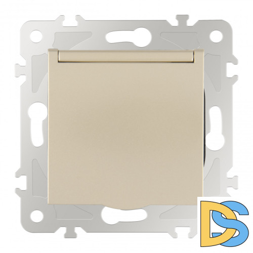Розетка с заземлением, шторками и защитной крышкой Arte Milano 203.41-1.shampan