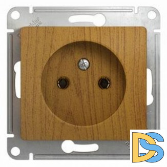 Розетка 1-ая электрическая без заземления, Дерево Дуб, серия Glossa, Schneider Electric
