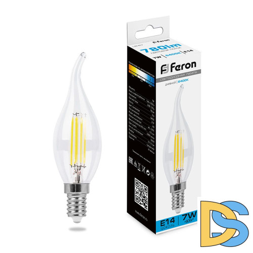 Лампа светодиодная Feron LB-67 Свеча на ветру E14 7W 6400K 38233