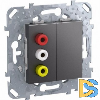 Розетка аудио/видео RCA с тремя гнездами "тюльпан", Графит, серия UNICA TOP/CLASS, Schneider Electric