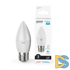 Лампа светодиодная Gauss E27 10W 4100K свеча матовая 30220