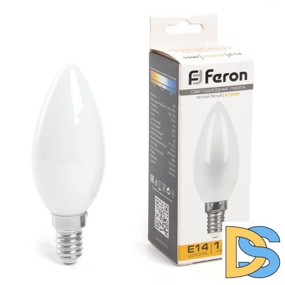 Лампа светодиодная Feron E14 15W 2700K Свеча Матовая 38255