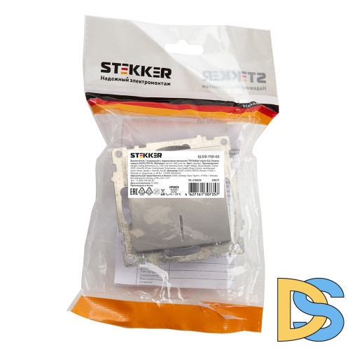 Выключатель 1-клавишный c индикатором Stekker Катрин 39577