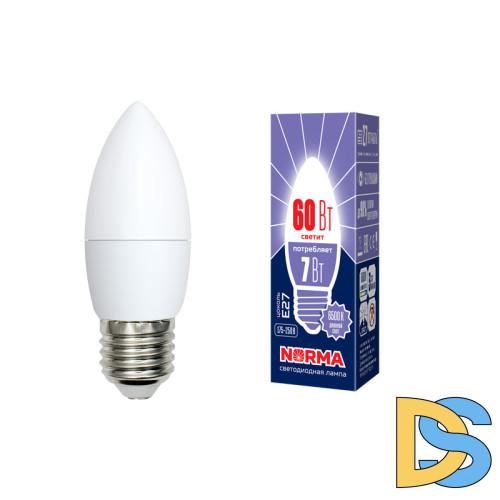 Лампа светодиодная (UL-00003797) Volpe E27 7W 6500K матовая LED-C37-7W/DW/E27/FR/NR