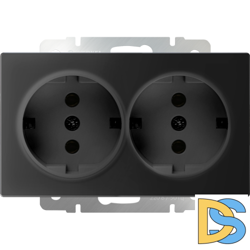 Розетка двойная с заземлением Werkel (черный матовый) W1172008