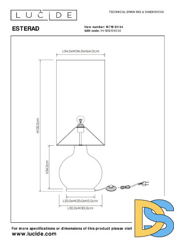 Торшер Lucide Esterad 10719/81/44