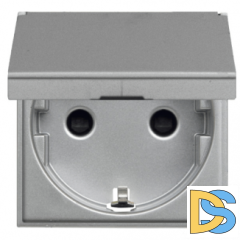 Розетка с заземлением, со шторками, с крышкой ABB Niessen Zenit Серебро