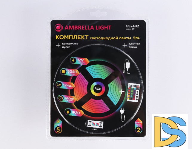Светодиодная лента Ambrella Light LED Strip 12В 5050 14,4Вт/м RGB 5м IP20 GS2402