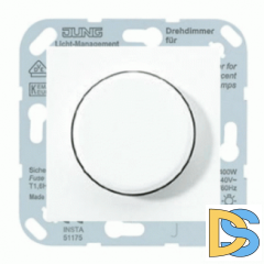 Диммер поворотный 210 Вт (LED 3-60 Вт),нажимной Jung AS 500 Белый