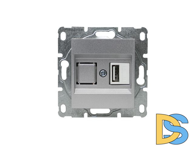Розетка USB без рамки серебристая Vesta-Electric Exclusive Silver Metallic