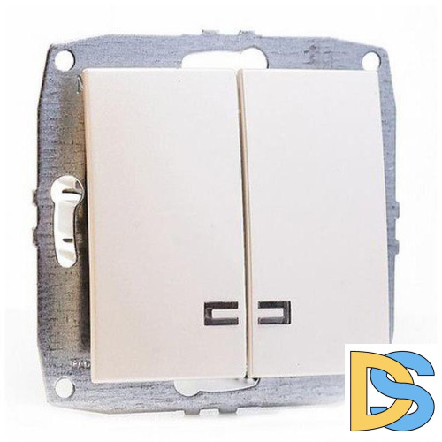Выключатель двухклавишный с подсветкой Mono Electric Despina-Larissa 10А 250В жемчуг 500-002525-103