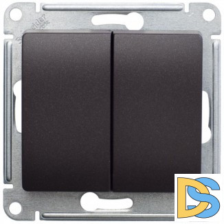 Выключатель 2-клавишный, Шоколад, серия Glossa, Schneider Electric