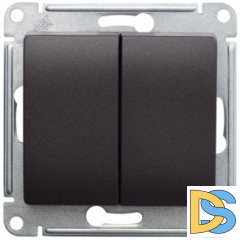 Выключатель 2-клавишный, Шоколад, серия Glossa, Schneider Electric