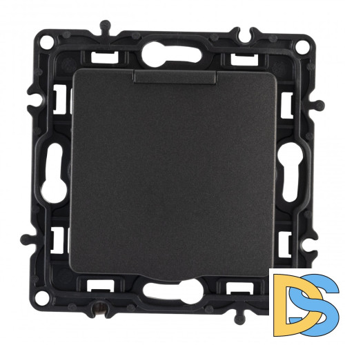 Розетка с заземлением, шторками и защитной крышкой Arte Milano 217.41-1.black