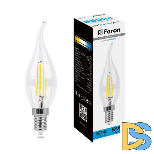 Лампа светодиодная Feron LB-74 Свеча на ветру E14 9W 6400K 38235