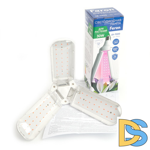Лампа светодиодная 3-х лепестковая Feron LB-7000 E27 30W красно-синий спектр 48444
