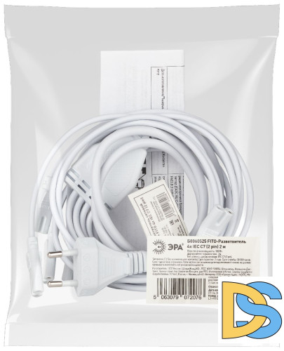 Разветвитель сетевой для линейных светильников Эра Разветвитель 4х IEC C7 2 м Б0061036