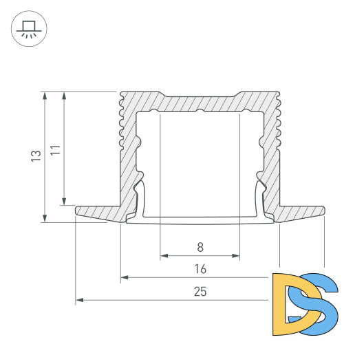 Алюминиевый профиль Arlight SL-SLIM-H13M-F25-2000 BLACK 037114