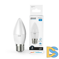 Лампа светодиодная Gauss E27 10W 6500K свеча матовая 30230