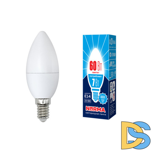 Лампа светодиодная (UL-00003795) Volpe E14 7W 4000K матовая LED-C37-7W/NW/E14/FR/NR