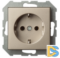 Розетка с заземлением, винтовые зажимы Epsilon шампань