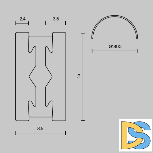 Шинопровод накладной/подвесной Maytoni Flarity TRX154-2SR-D1800-BS