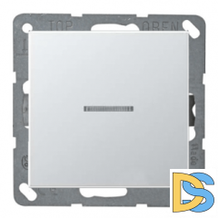 Выключатель одноклавишный с подсветкой Jung ECO Profi 10А Алюминий