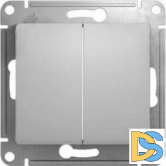 Выключатель 2-клавишный проходной (с двух мест), Молочный, серия Glossa, Schneider Electric