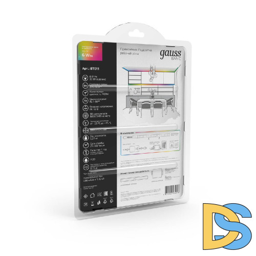 Светодиодная лента Gauss Basic 12В 5050 6Вт/м RGBW 5м IP20 BT011