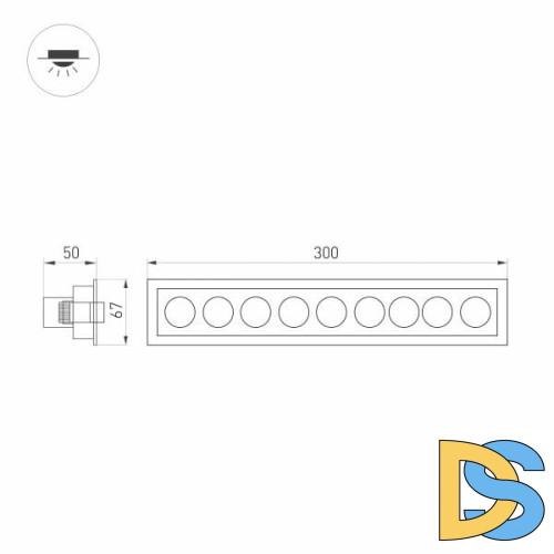 Встраиваемый светодиодный светильник Arlight MS-Orient-Built-Turn-TC-S67x300-20W Day3000 031931
