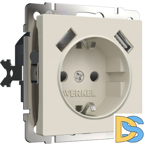 Розетка с заземлением, шторками и USBх2 Werkel 4690389192005 W1171562 a062426