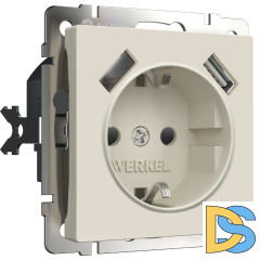 Розетка с заземлением, шторками и USBх2 Werkel 4690389192005 W1171562 a062426