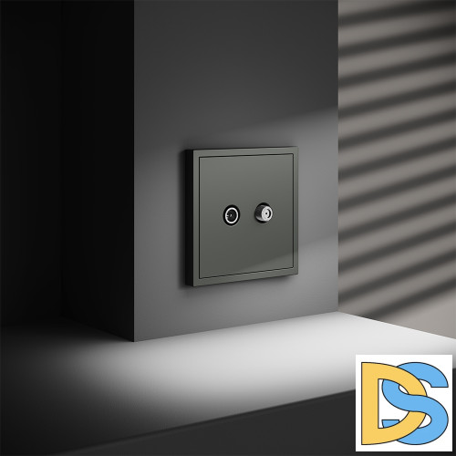 Розетка телевизионная встраиваемая VOLTUM S70 оконечная TV+SAT, (титан)