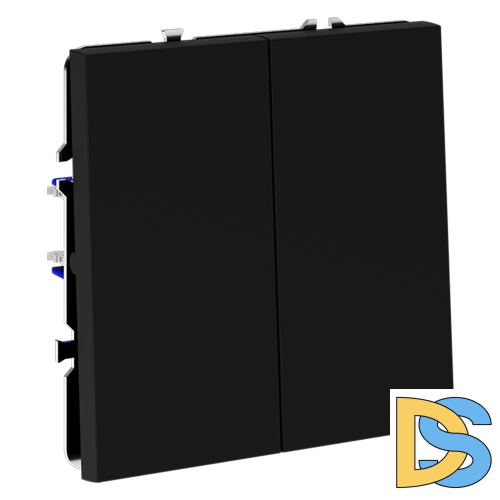 Проходной переключатель встраиваемый VOLTUM S70 двухклавишный 10А, (черный матовый)