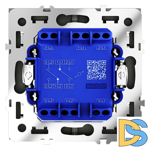 Проходной переключатель встраиваемый VOLTUM S70 двухклавишный 10А, (черный матовый)
