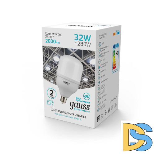 Лампа светодиодная Gauss E27 32W 6500K матовая 63233