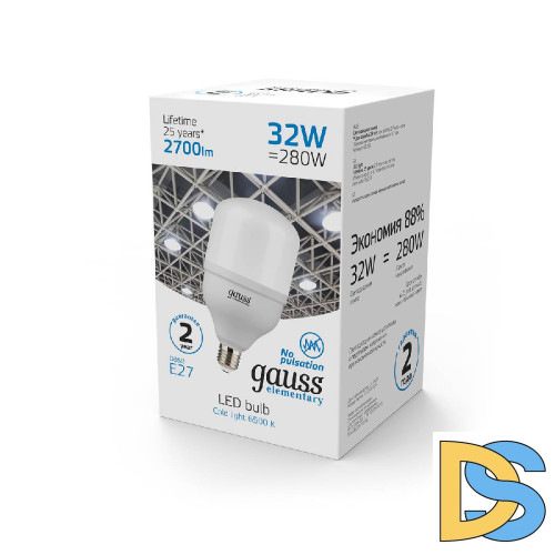 Лампа светодиодная Gauss E27 32W 6500K матовая 63233