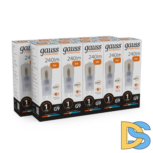 Лампа светодиодная Gauss G9 3W 3000К прозрачная 14913
