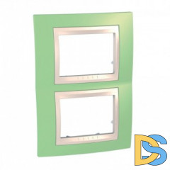 Рамка 2-ая (двойная) вертикальная, Зеленое яблоко/Бежевый, серия Unica, Schneider Electric