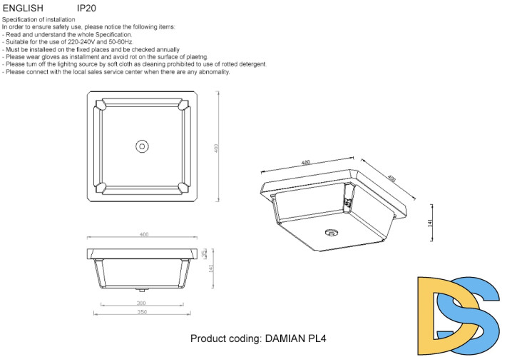 Потолочный светильник Crystal Lux DAMIAN PL4 BRASS