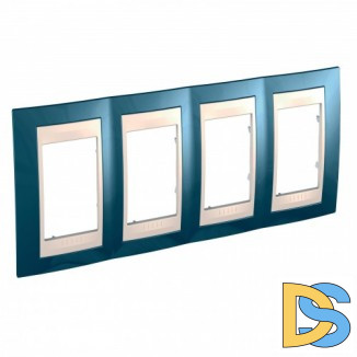 Рамка 4-ая (четверная), Голубой лед/Бежевый, серия Unica, Schneider Electric
