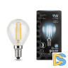 Лампа светодиодная филаментная Gauss E14 9W 4100К прозрачная 105801209