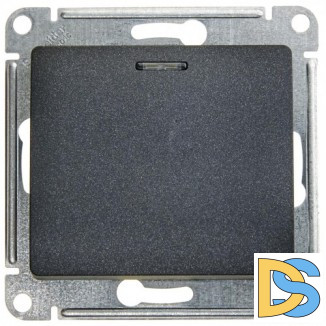 Выключатель 1-клавишный, с подсветкой, Антрацит, серия Glossa, Schneider Electric